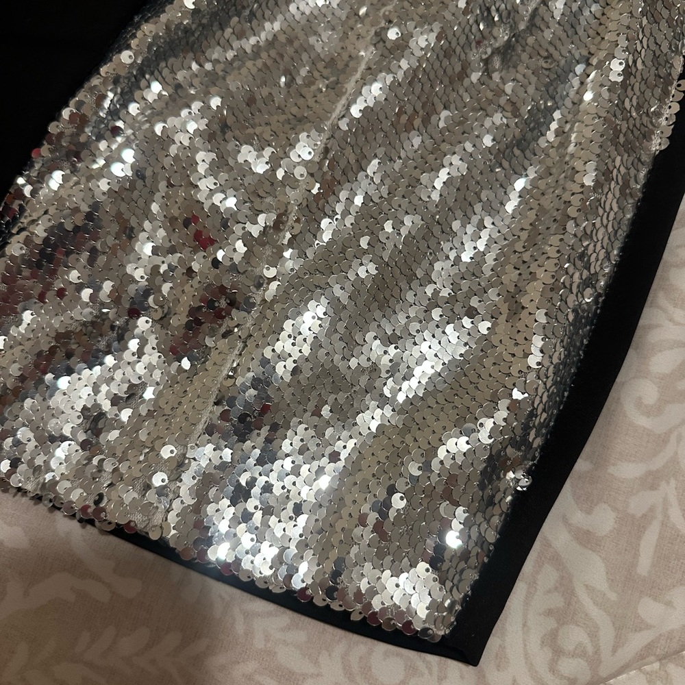 Glamorous One-Shoulder Black and Silver Dress - Picture 4 of 7